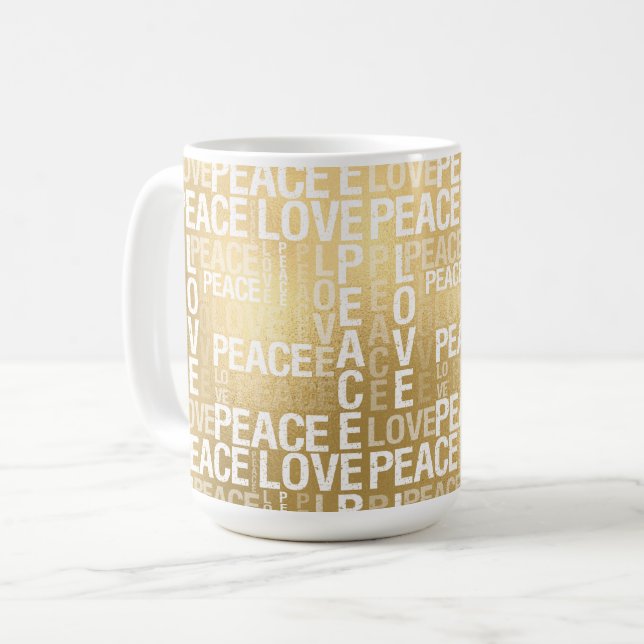 Mug Glam Gold Peace Love (Devant gauche)