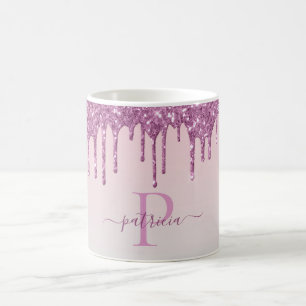 Mug Glam Parties scintillant rose gouttes Élégant Mono