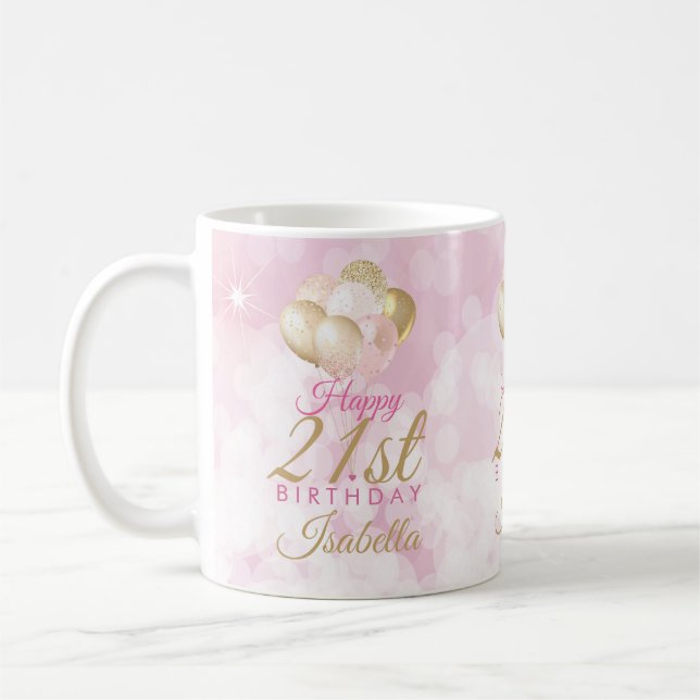 Mug Glam Pink Parties scintillant Ballons 21e annivers (Gauche)