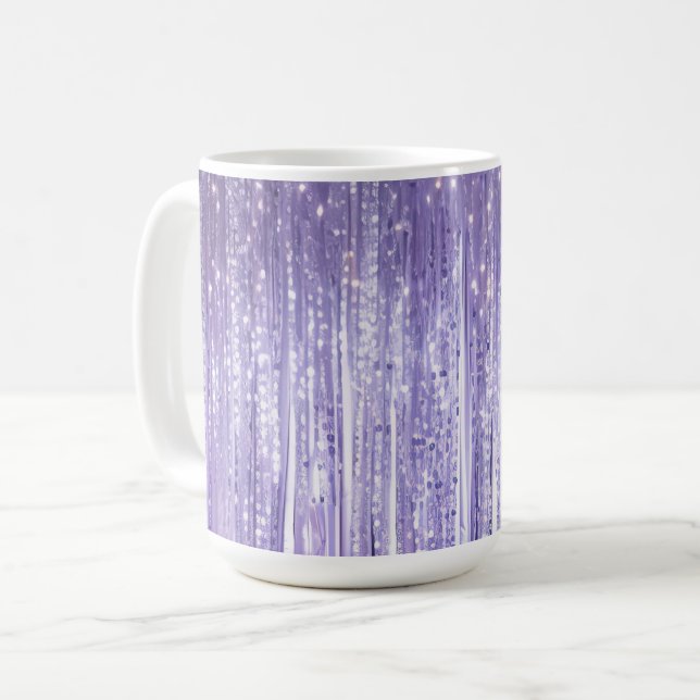 Mug Glam Purple Lavender Tinsel Stripes Noël (Devant gauche)