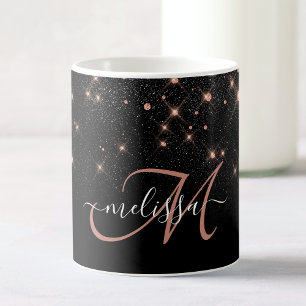 Mug Glam Rose Gold Parties scintillant Élégant Monogra