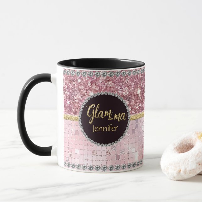 Mug Glamma Glamour Grandma Parties scintillant rose No (Avec donut)