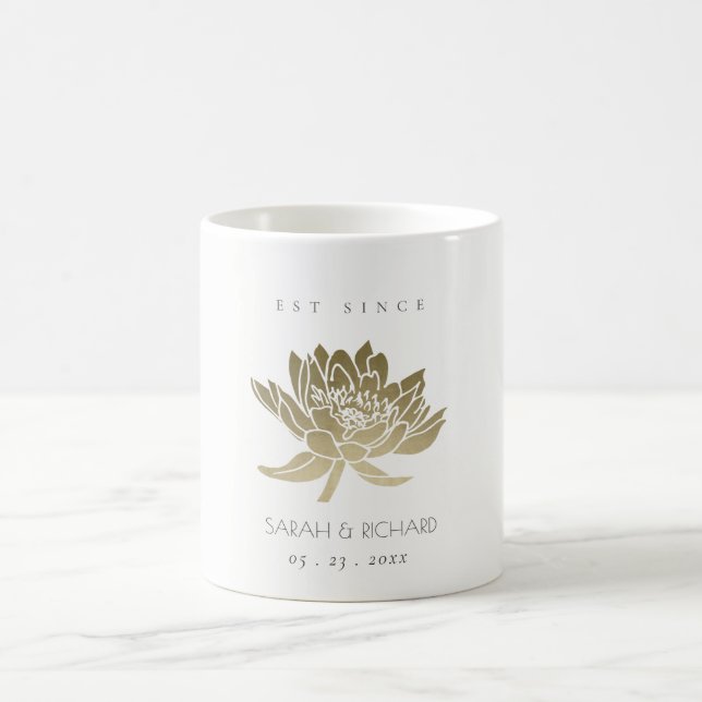 MUG GLAMOROUS PALE OR BLANC LOTUS ENREGISTRER LA DATE  (Centre)