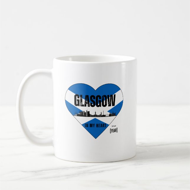 Mug Glasgow Scotland Skyline Heart - Depuis [Année] (Gauche)