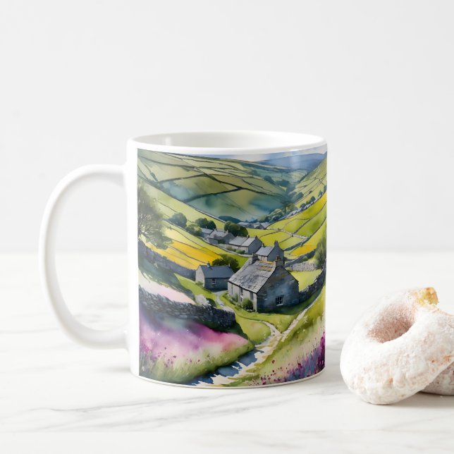 Mug "Glen Garlands" Paysage Yorkshire Dales Scène (Avec donut)