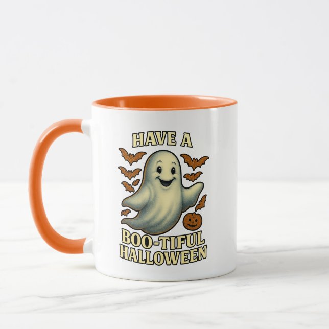 Mug Glittery Ghost "Ayez une Halloween pleine de beaut (Gauche)
