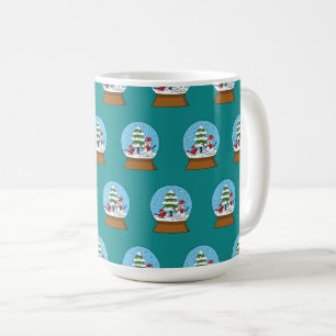 Mug Globe de neige avec le cardinal Snowman et Pine Tr