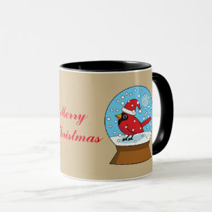 Mug Globe des neiges avec cardinal rouge mignon