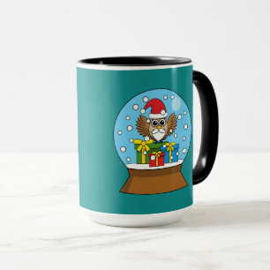 Mug Globe des neiges avec Chouette du Père Noël