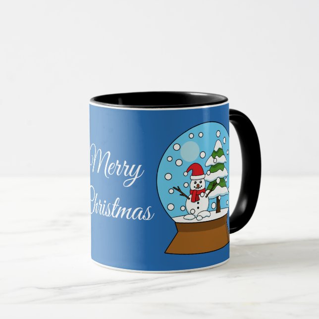 Mug Globe des neiges avec Snowman et Pine Tree | Perso (Devant droit)