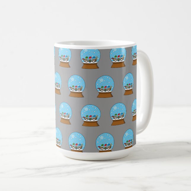 Mug Globe des neiges avec trois Chouettes Gnomes (Devant droit)