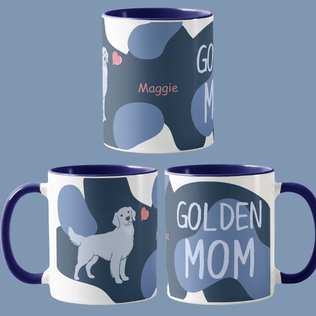 Mug Globe Retriever Ice Blue Nom Personnalisé – Maman  (Créateur téléchargé)
