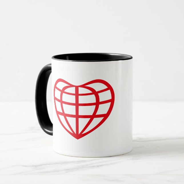 Mug Globe terrestre en forme de cœur Amour (Devant gauche)