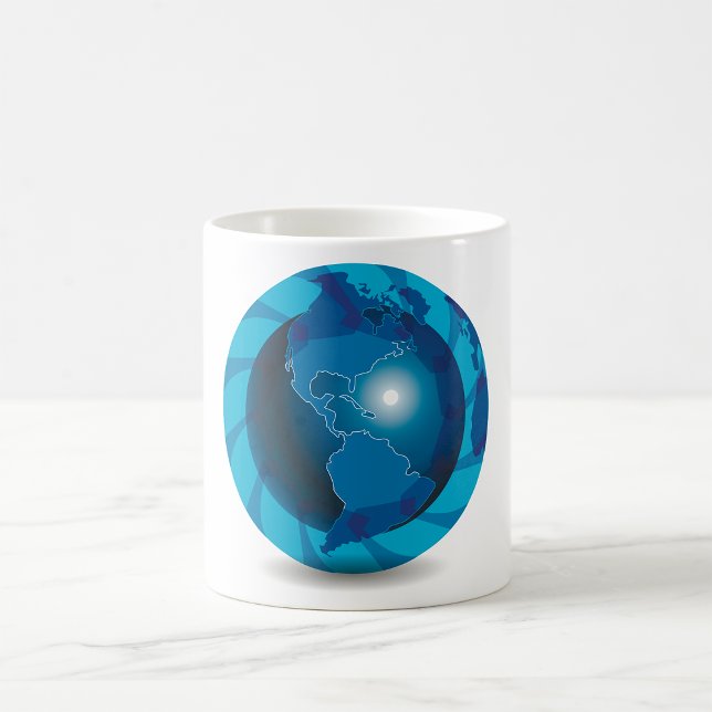 Mug Globe terrestre moderne bleu carte du monde (Créateur téléchargé)