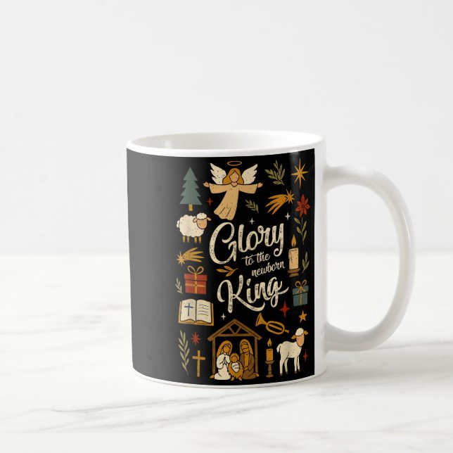 Mug Glory To The Newborn King Christmas Nativity Scene (Droite)