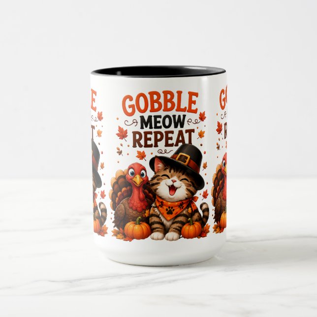 Mug Gloups Miaou Répète Mignon Chat de Thanksgiving et (Centre)