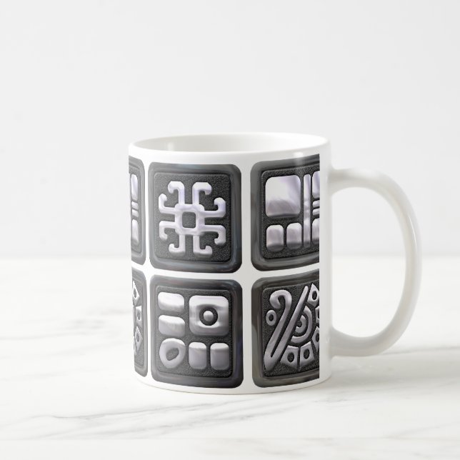 Mug Glyphes mayas - Noir et Argent (Droite)