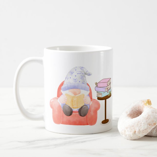 Mug Gnome avec un peu de lecture sur un  (Avec donut)