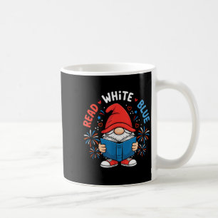 Mug Gnome de lecture blanc bleu lit du 4 juillet