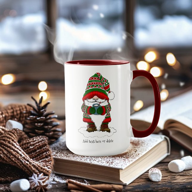 Mug Gnome de Noël Cosy Rouge Vert Hiver Mignon (Créateur téléchargé)