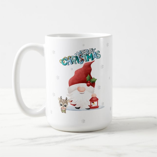 Mug Gnome de Noël de Père Noël mignonne avec renne (Gauche)