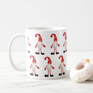 Mug Gnome de Noël Motif Nordique Rouge Gris Blanc