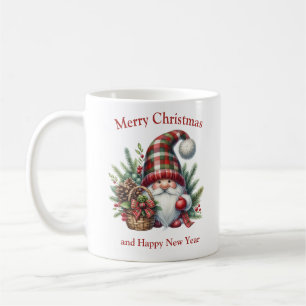 Mug gnome de Noël scandinave avec casquette plaid