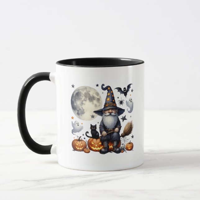 Mug Gnome d'Halloween et chat noir (Gauche)