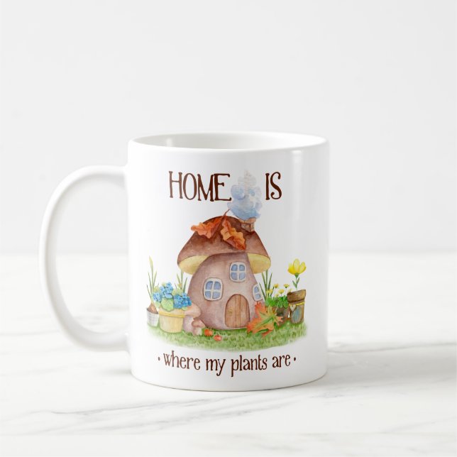 Mug Gnome home champignon jardin plante fleurs (Gauche)