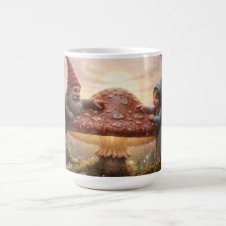 Mug Gnome Magique Et Fille Dans La Forêt Avec Champign
