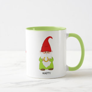 Mug Gnome mignon habillé en vert avec un fer à cheval
