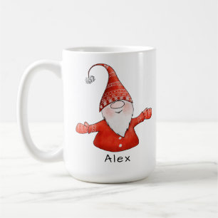 Mug Gnome Nom personnalisé Rouge Noël