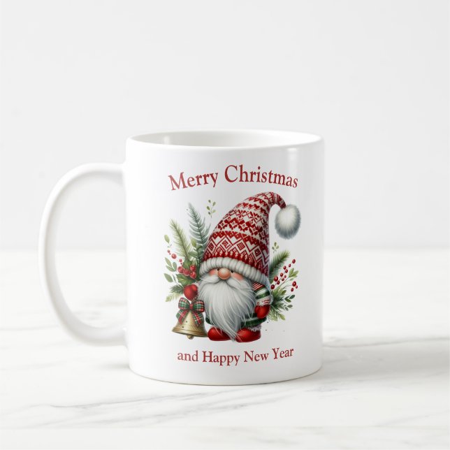 Mug gnome nordique avec cloches et décorations de Noël (Gauche)