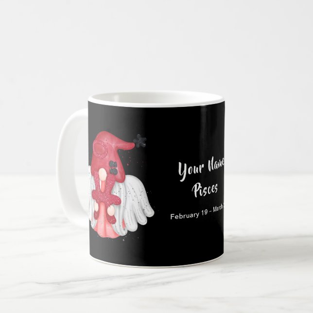 Mug Gnome Pisces Astrologie Signal Angel Votre Nom (Devant gauche)