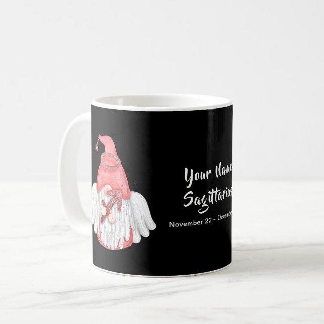 Mug Gnome Sagittarius Astrologie Signe Angel Votre nom (Devant gauche)