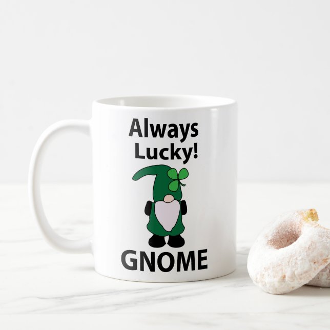 Mug Gnome Shamrock Lucky Jour de la Saint Patrick Gnom (Avec donut)
