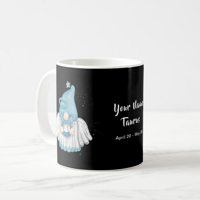 Mug Gnome Taurus Astrologie Signal Angel Votre Nom (Devant gauche)