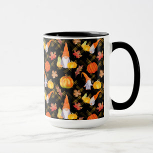 Mug Gnomes d'automne à l'aquarelle, citrouilles et feu