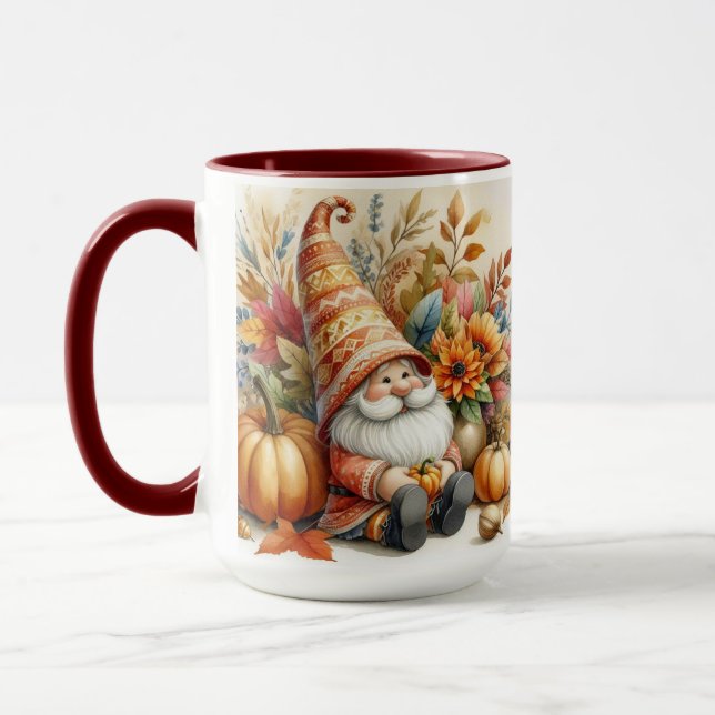 Mug Gnomes d'automne vintages avec feuilles d'automne (Gauche)