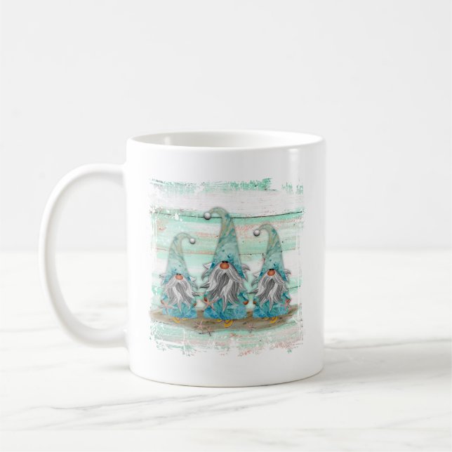 Mug Gnomes de la plage de couleur d'eau bleu tropical (Gauche)