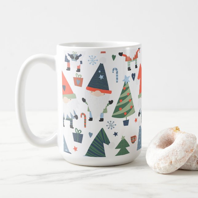 Mug Gnomes de Noël festifs Arbres Canne à sucre  (Avec donut)
