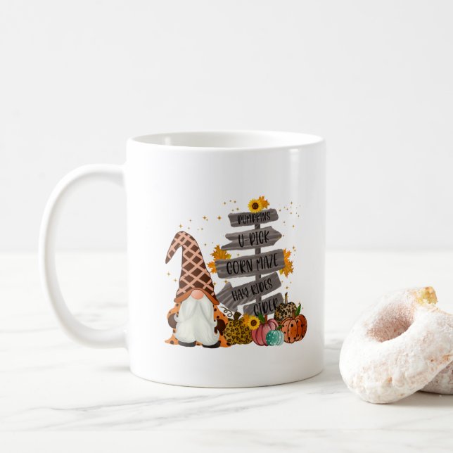 Mug Gnomes d'Halloween, Automne, Citrouilles, Promenad (Avec donut)