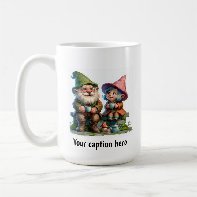 Mug Gnomes joyeux qui profitent d'une pause café (Gauche)