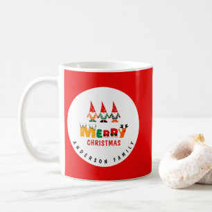 Mug Gnomes lunaires avec nom Rouge Joyeux Noël