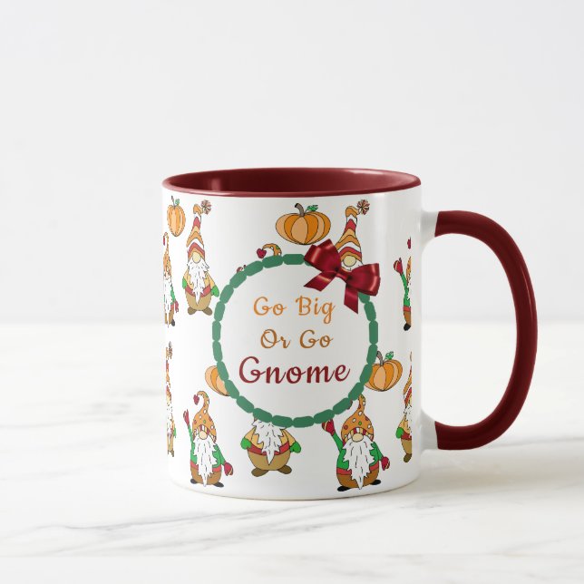 Mug Go Big ou Go Home, mignonne Gnome de dessin (Droite)