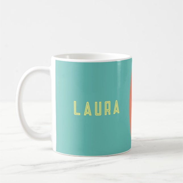 Mug gobelet fun arc-en-ciel bleu, rouge, pêche (Gauche)