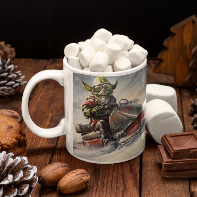 Mug Gobelin vert de Noël #5 en motoneige (Christmas Grinch #5 riding a snowmobile Coffee Mug
)