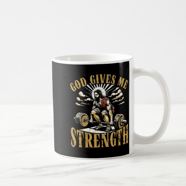 Mug God Gives Me Strength Christian Gym Workout Motiva (Droite)