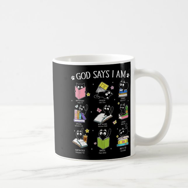 Mug God Says I Am Cat Book Lover Christian Cute Jesus  (Droite)