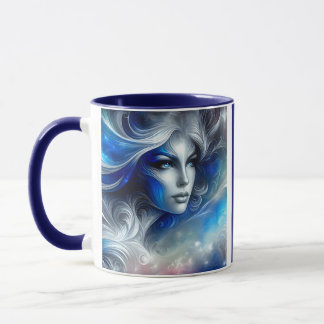 Mug Goddess Celestial White Blue Head Février -